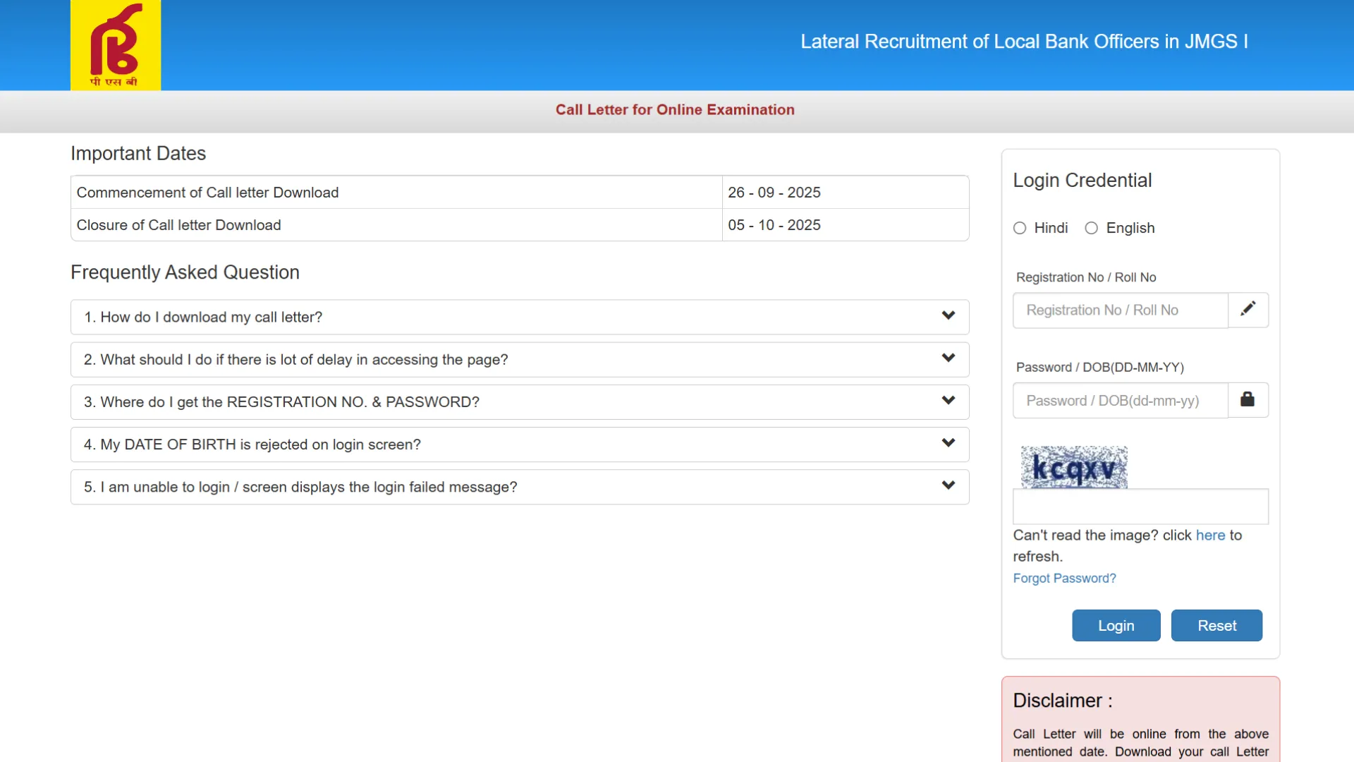 Punjab and Sind Bank Local Bank Officers (LBO) Admit Card 2025 Released for 750 Posts, Download Now