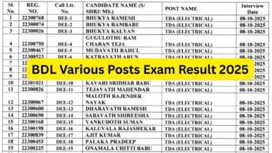 BDL Exam Result 2025 Released for 212 Various Posts, Check Now