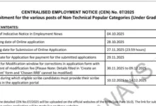 Railway RRB NTPC 12th Level (Under Graduate) Recruitment 2025 Notification Released for 3058 Posts, Apply Online