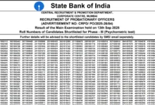 SBI Bank Probationary Officer (541 Posts) Result 2025 Released, Check Now