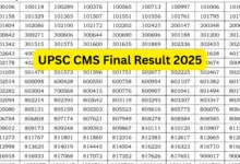 UPSC Combined Medical Services (CMS) Exam Result 2025 Released for 705 Post, Download PDF