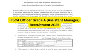 IFSCA Officer Grade A (Assistant Manager) Recruitment 2025 Notification Released and Apply Online