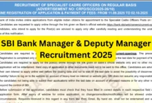 SBI Bank Manager & Deputy Manager Recruitment 2025 Notification Released and Apply Online