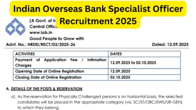 Indian Overseas Bank Specialist Officer (SO) Recruitment 2025 Notification Released for 127 Posts, Apply Online