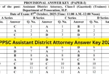 HPPSC Assistant District Attorney Exam Answer Key 2025 Released, Download PDF