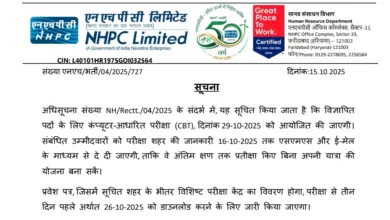 NHPC Non-Executive Exam Date and Admit Card 2025 Released, Check Now