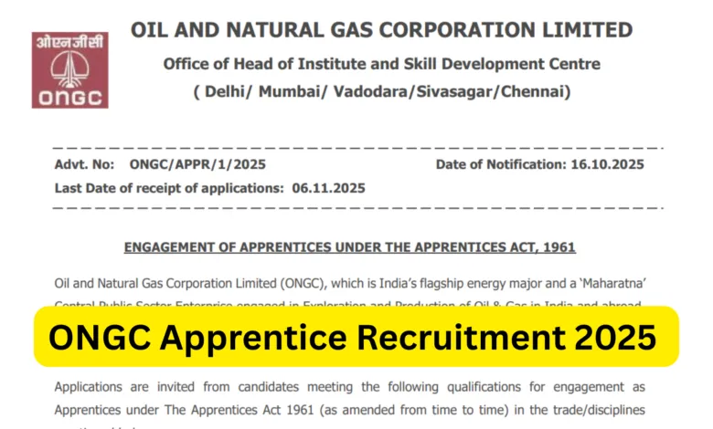 ONGC Apprentice Recruitment 2025 Notification Released and Apply Online for 2743 Posts