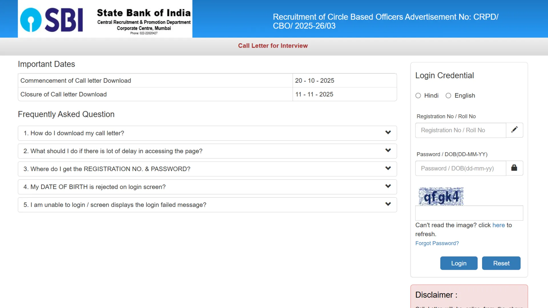 SBI Circle Based Officers (CBO) Recruitment 2025 Download Exam Date and Admit Card for 2964 Posts