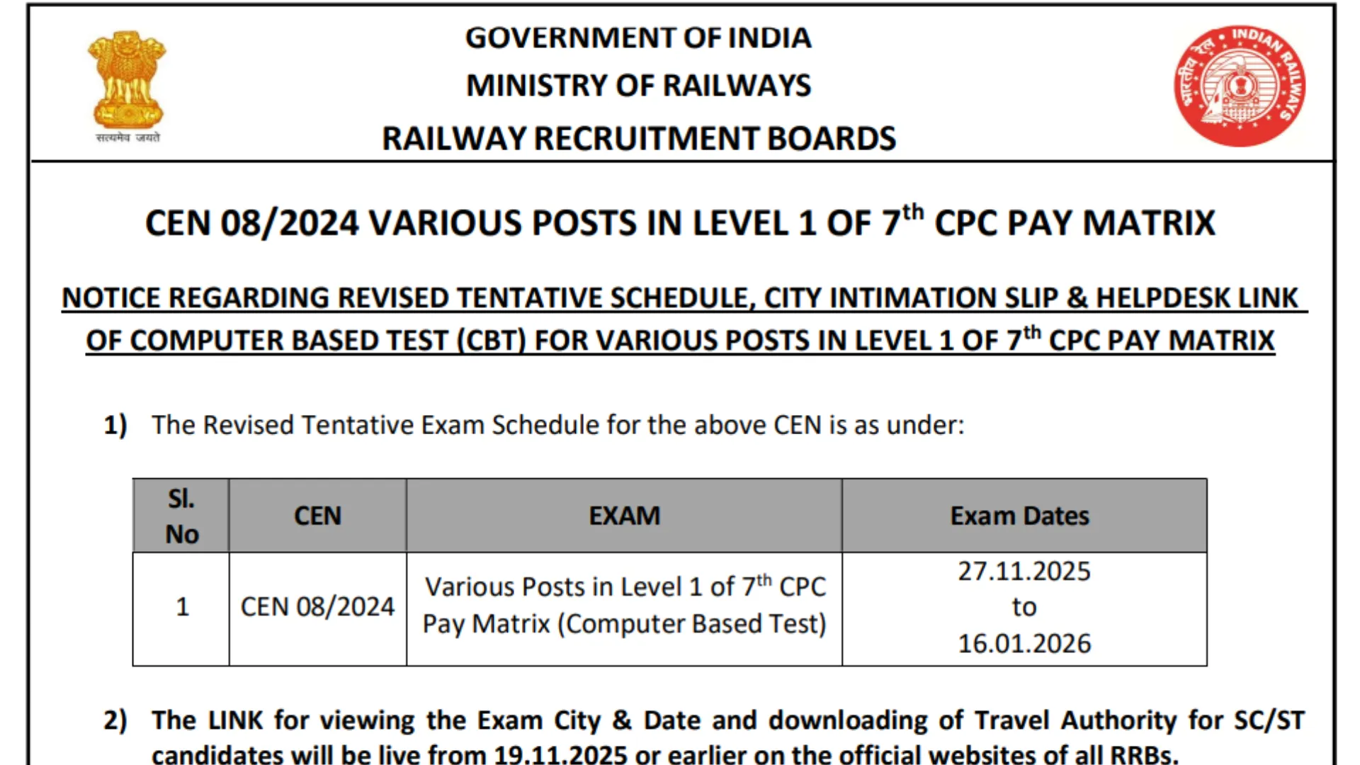 Railway RRB Group D Exam Date and Admit Card 2025 Released, Check Now