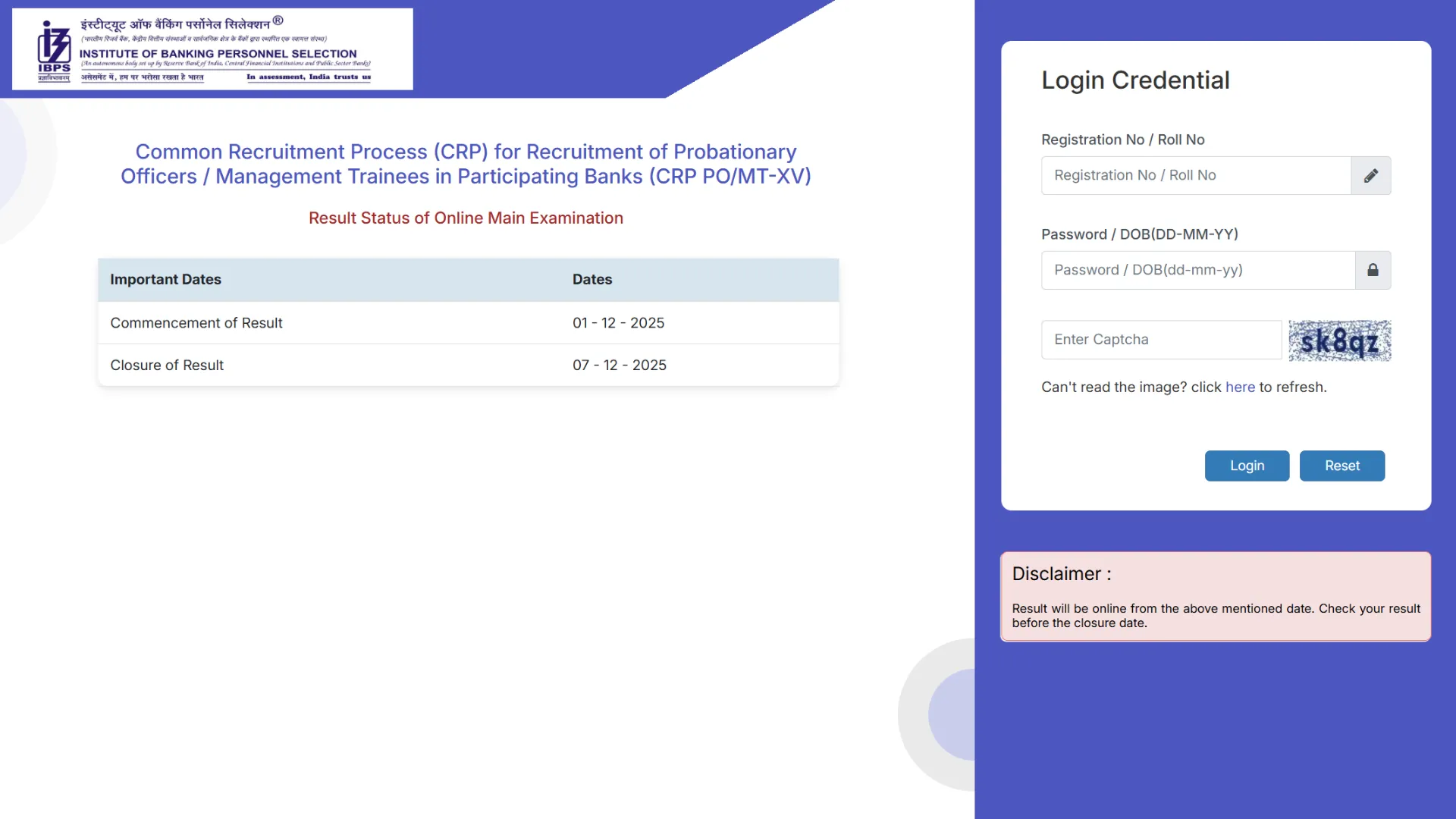 IBPS Probationary Officer (PO) / Management Trainee (MT) 15th Exam Result 2025 Released, Check Now