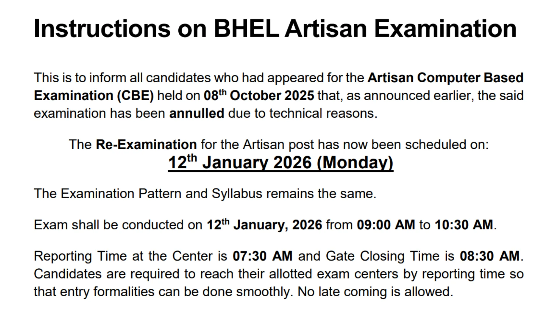 BHEL Artisan Exam Date and Admit Card 2025 Released for 515 Posts, Check Now