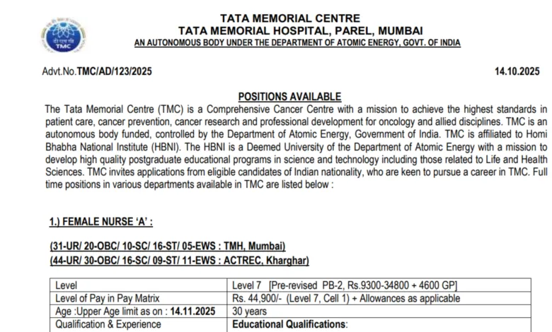 TMC Non Medical Recruitment 2025 Notification Released and Apply Online for Various Posts