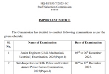SSC Junior Engineer (1731 Posts) Exam Date & Admit Card 2025 Released, Check Now