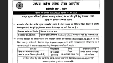 MPPSC Food Safety Officer (67 Posts) Exam Date & Admit Card 2025 Released, Check Now
