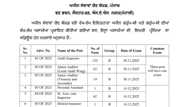 PSSSB Exam Calendar 2025 Released, Check Various Posts Exam Date