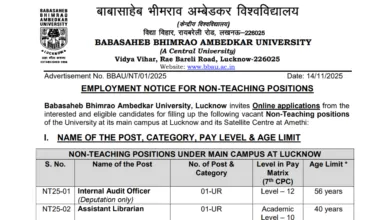 Lucknow BBAU Non-Teaching Recruitment 2025 Notification Released and Apply Online for Various Posts