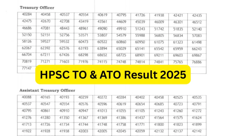 HPSC Treasury Officer and Assistant Treasury Officer (TO & ATO) Exam Result 2025 Released, Download PDF