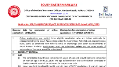 Railway RRC SER Apprentice Recruitment 2025 Notification Released for 1785 Posts, Apply Online