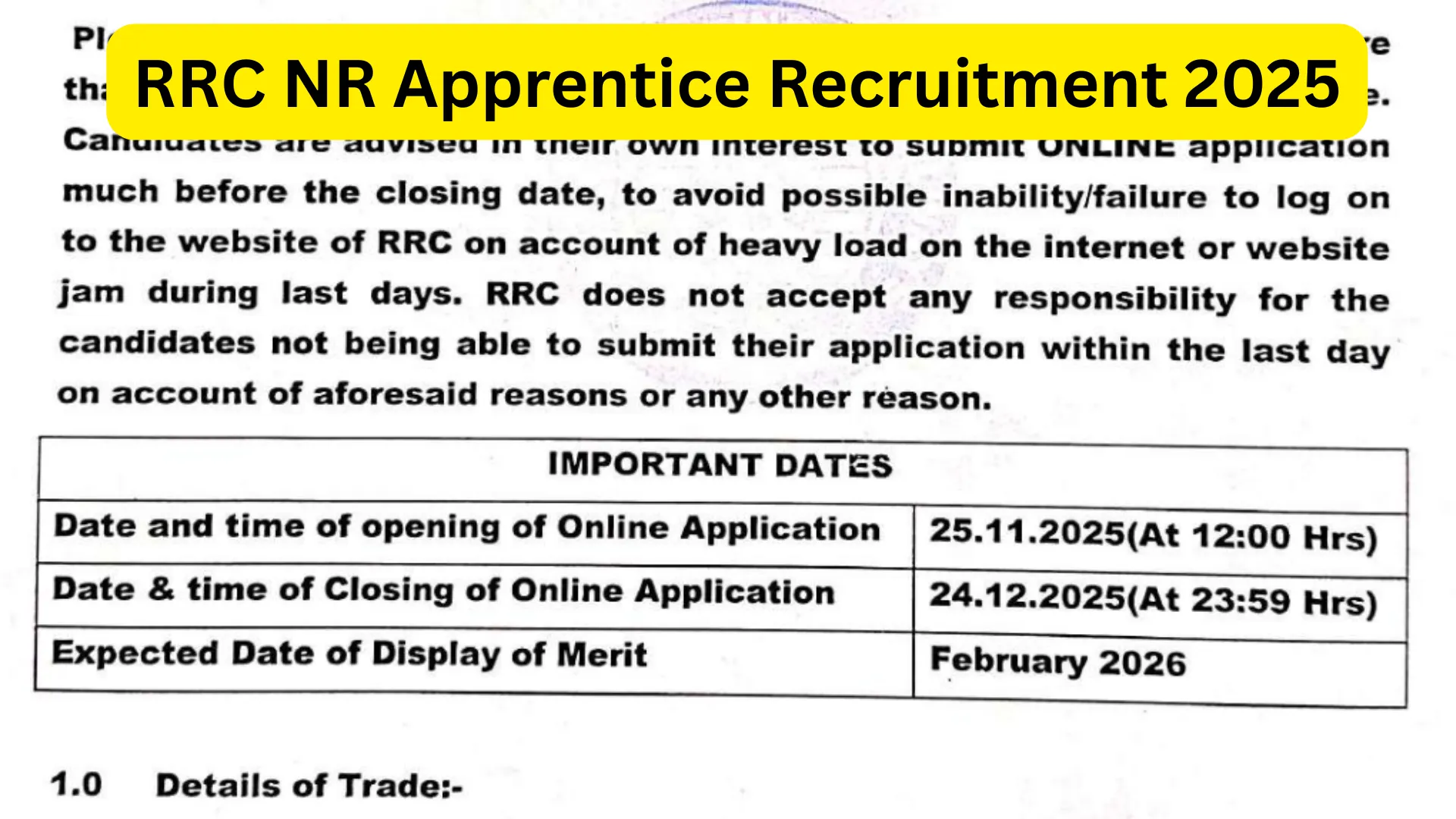 Railway RRC NR Apprentice Recruitment 2025 Notification Released and Apply Online for 4116 Posts
