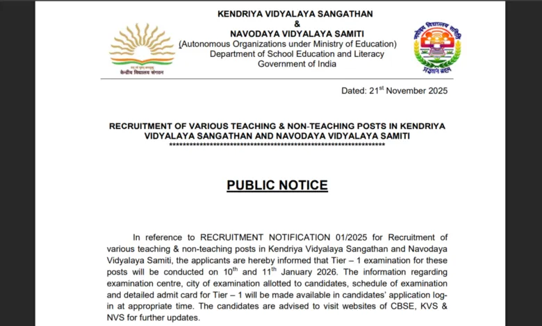 KVS and NVS Teaching & Non-Teaching (14967 Posts) Exam Date & Admit Card 2025 Released, Check Now