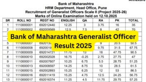 Bank of Maharashtra Generalist Officer (500 Posts) Result 2025 Released, Download PDF