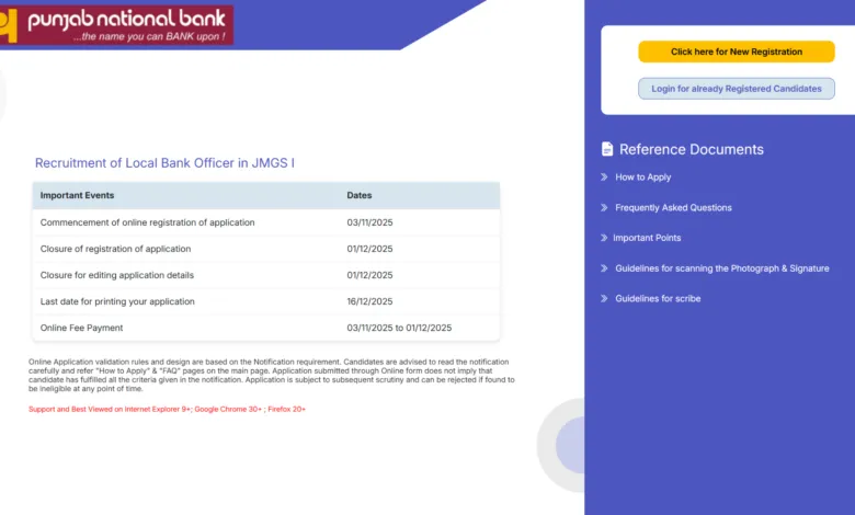 Punjab National Bank (PNB) Local Bank Officer (LBO) Recruitment 2025 Notification Released and Apply Online for 750 Posts