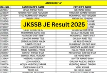 JKSSB Junior Engineer (508 Posts) Exam Result 2025 Released, Download PDF