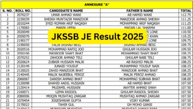 JKSSB Junior Engineer (508 Posts) Exam Result 2025 Released, Download PDF