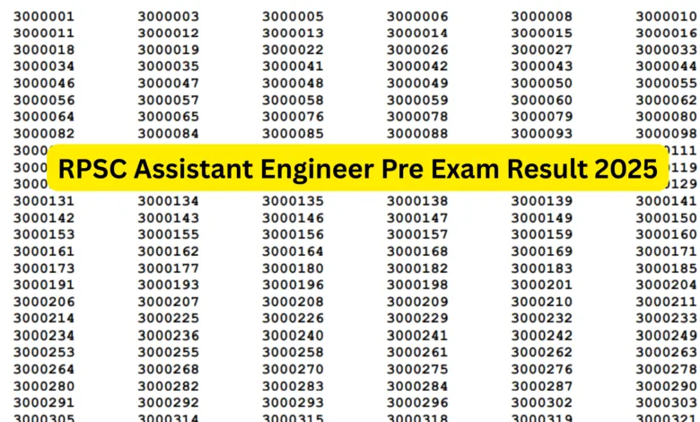 RPSC Assistant Engineer (1014 Posts) Result 2025 Released, Download PDF