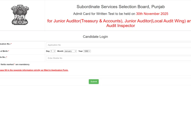 PSSSB Group B (418 Various Posts) Exam Admit Card 2025 Released, Download Now