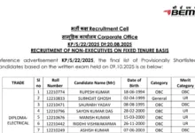 BEML Various Posts Exam Result 2025 Released, Download PDF