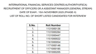 IFSCA Officer Grade A (Assistant Manager) Exam Result 2025 Released, Check Now