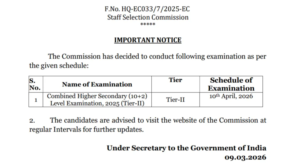 SSC CHSL (3131 Posts) Exam Date and Admit Card 2025 Released, Check Now