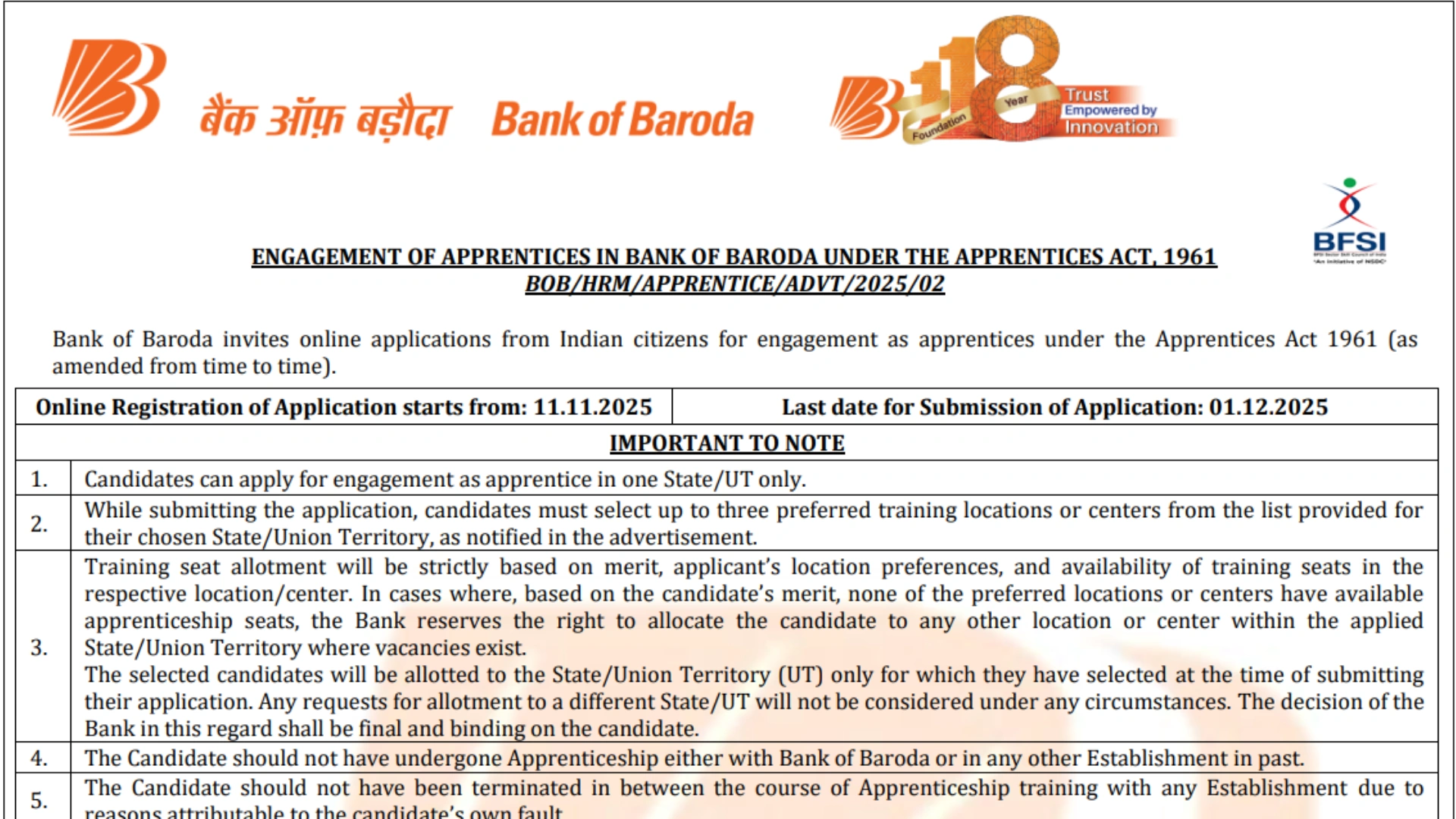 Bank of Baroda Apprentice Recruitment 2025 Notification Released and Apply Online for 2700 Posts