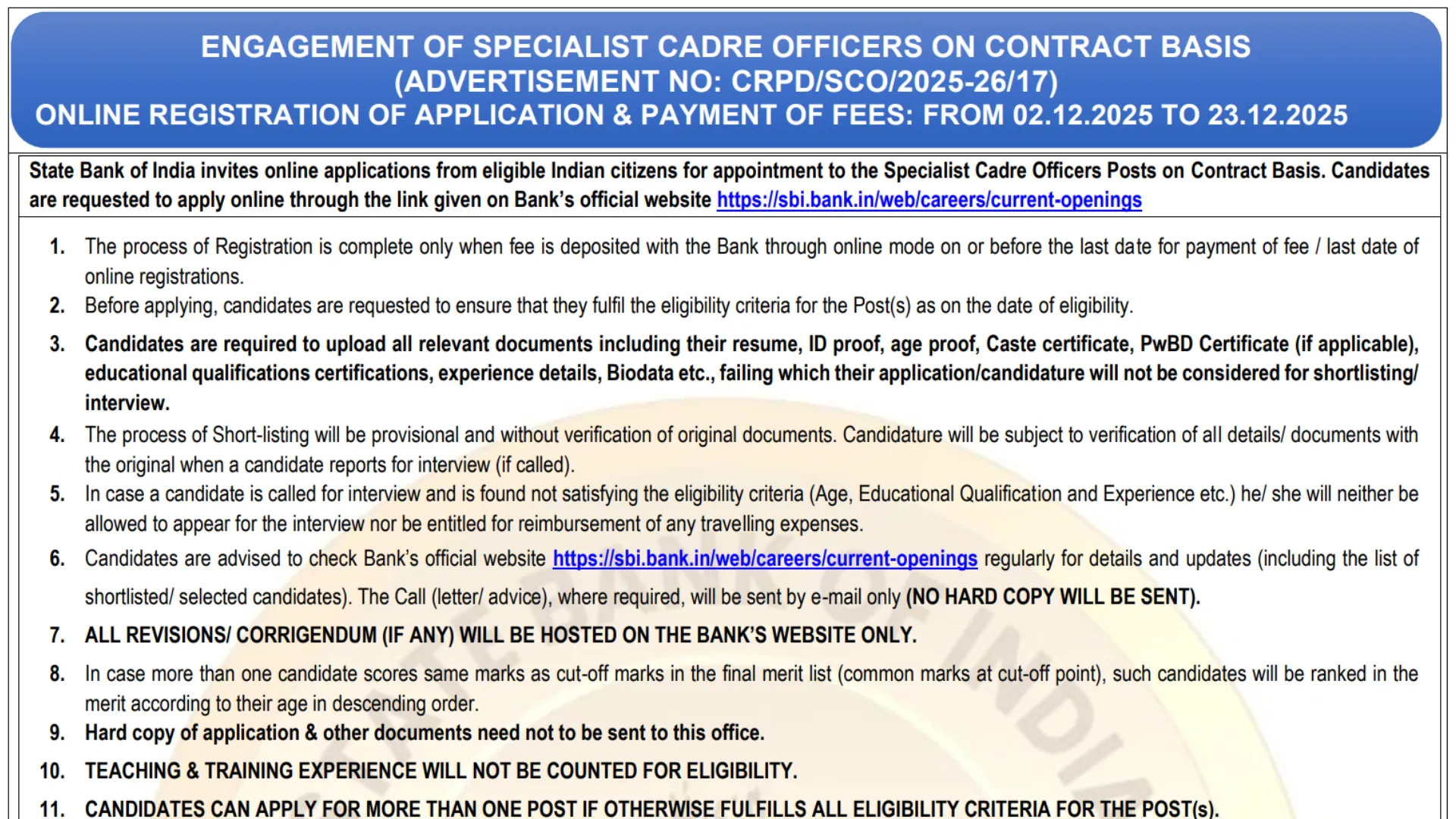 SBI Bank Specialist Officer (SO) Recruitment 2025 Notification Released and Apply Online for 1042 Posts