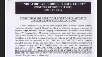 ITBP Deputy Judge Attorney General Recruitment 2025 Notification Released and Apply Online