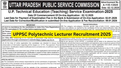 UPPSC Polytechnic Lecturer Recruitment 2025 Notification Released for 513 Posts, Apply Online
