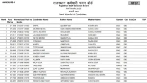 Rajasthan RSMSSB Patwari (3705 Posts) Exam Result 2025 Released, Download PDF