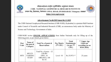 CSIR NGRI Multi Tasking Staff Recruitment 2025 Notification Released and Apply Online for 12 Posts