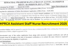 HPRCA Assistant Staff Nurse Recruitment 2025 Notification Released for 312 Posts, Apply Online