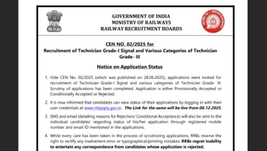 Railway RRB Technician (6238 Posts) Exam Date & Admit Card 2025 Released, Check Now