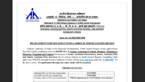 AAI NER Non Executive (Junior & Senior Assistant) Recruitment 2025 Notification Released, Apply Online