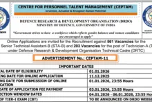 DRDO CEPTAM-11 (STA, Technician) Recruitment 2025 Notification Released and Apply Online for 764 Posts