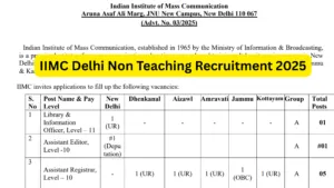 IIMC Delhi Non Teaching Recruitment 2025 Notification Released and Apply Online for Various Posts