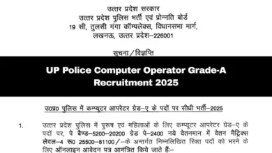 UP Police Computer Operator Grade-A Recruitment 2025 Notification Released for 1352 Posts, Apply Online