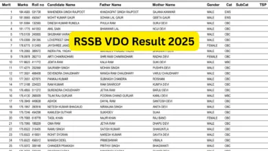 Rajasthan RSSB Village Development Officer (VDO) Exam Result 2025 Released, Download PDF