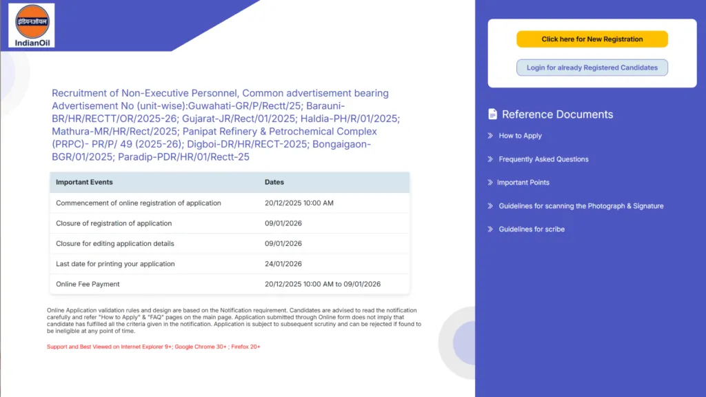 IOCL Non Executive Recruitment 2025 Notification Released for 394 Posts, Apply Online