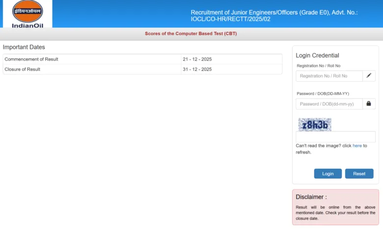 IOCL Junior Engineer (381 Posts) Exam Result 2025 Released, Check From This Link
