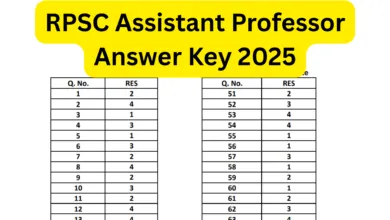 RPSC Assistant Professor (College Education-574 Posts) Exam Answer Key 2025 Released, Download PDF