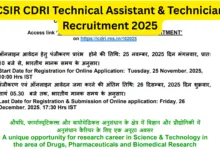 CSIR CDRI Technical Assistant & Technician Recruitment 2025 Notification Released and Apply Online for 44 Posts